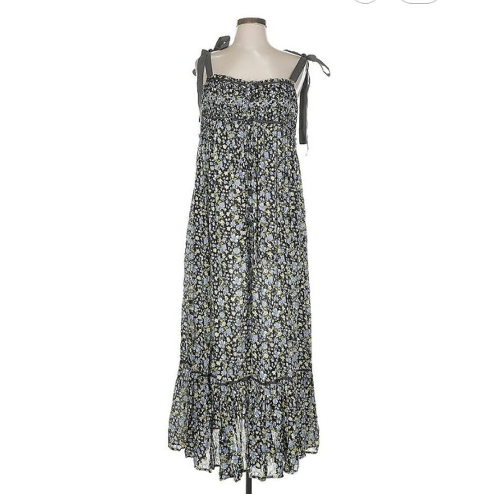 Free People Floral Maxi Dress with Tie Straps Size Large